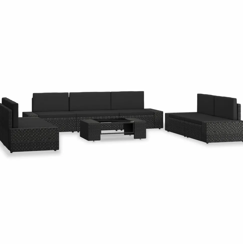 MAISON EXCLUSIVE - Salon de jardin 8 pcs résine tressée noir