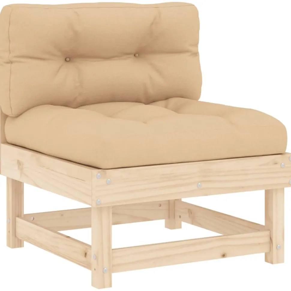 MAISON EXCLUSIVE - Salon de jardin 7 pcs avec coussins bois massif