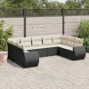 MAISON EXCLUSIVE - Salon de jardin 9 pcs avec coussins noir résine tressée