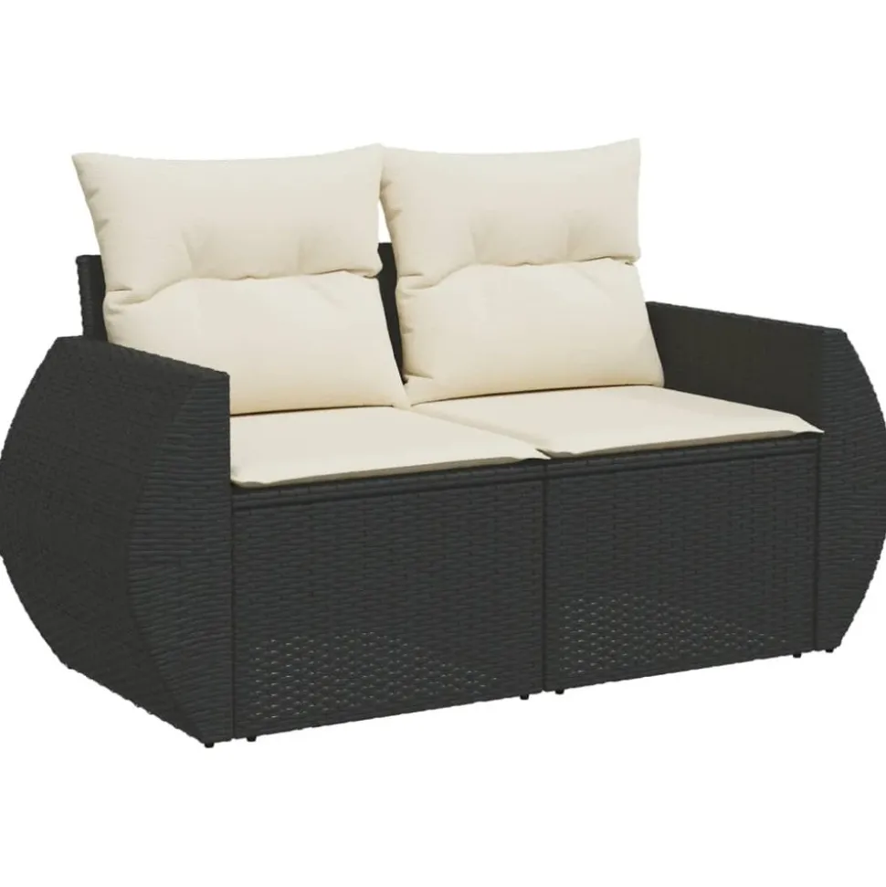 MAISON EXCLUSIVE - Salon de jardin 9 pcs avec coussins noir résine tressée