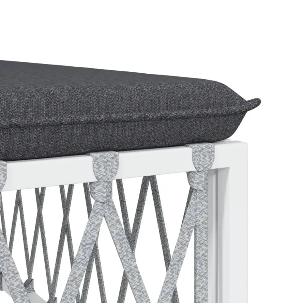 MAISON EXCLUSIVE - Salon de jardin avec coussins 2 pcs blanc acier