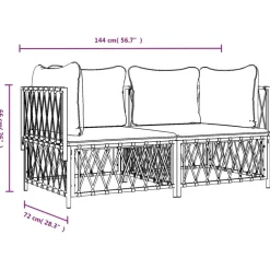 MAISON EXCLUSIVE - Salon de jardin avec coussins 2 pcs blanc acier