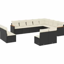 MAISON EXCLUSIVE - Salon de jardin 12 pcs avec coussins noir résine tressée