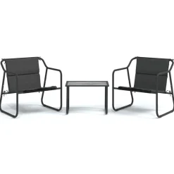 MAISON EXCLUSIVE - Salon de jardin avec coussins 3 pcs anthracite acier