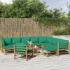 MAISON EXCLUSIVE - Salon de jardin 12 pcs avec coussins vert bambou