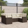 MAISON EXCLUSIVE - Salon de jardin avec coussins 6 pcs marron résine tressée