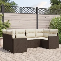 MAISON EXCLUSIVE - Salon de jardin avec coussins 6 pcs marron résine tressée