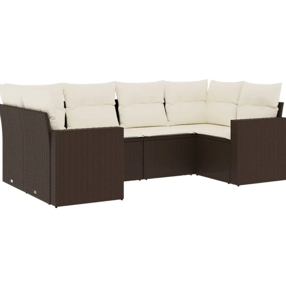 MAISON EXCLUSIVE - Salon de jardin avec coussins 6 pcs marron résine tressée
