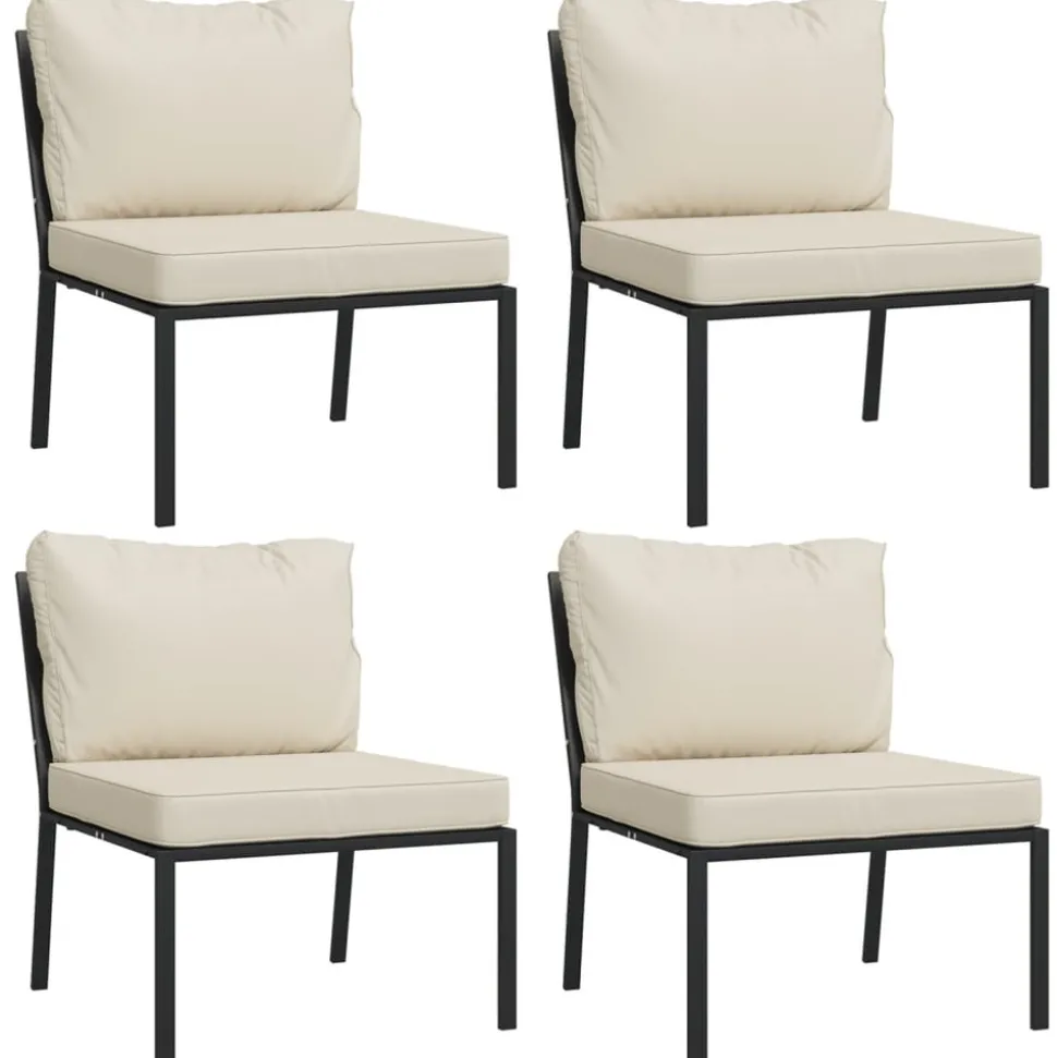 MAISON EXCLUSIVE - Salon de jardin 9 pcs avec coussins sable acier