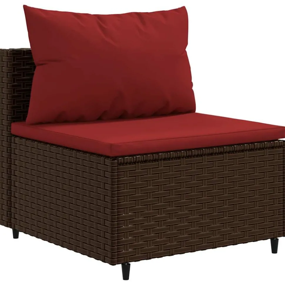 MAISON EXCLUSIVE - Salon de jardin 6 pcs avec coussins marron résine tressée