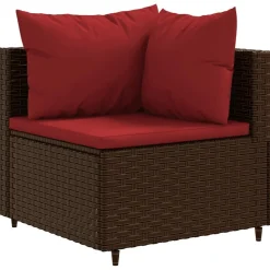 MAISON EXCLUSIVE - Salon de jardin 6 pcs avec coussins marron résine tressée