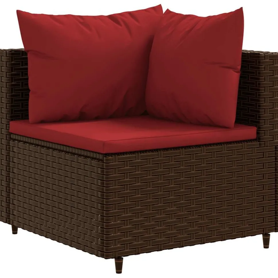 MAISON EXCLUSIVE - Salon de jardin 6 pcs avec coussins marron résine tressée