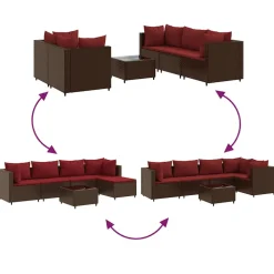MAISON EXCLUSIVE - Salon de jardin 6 pcs avec coussins marron résine tressée