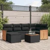 MAISON EXCLUSIVE - Salon de jardin 7 pcs avec coussins noir résine tressée