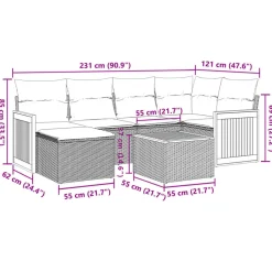 MAISON EXCLUSIVE - Salon de jardin 7 pcs avec coussins noir résine tressée