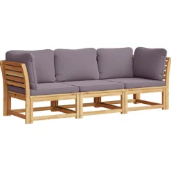 MAISON EXCLUSIVE - Salon de jardin 3 pcs avec coussins bois massif d'acacia