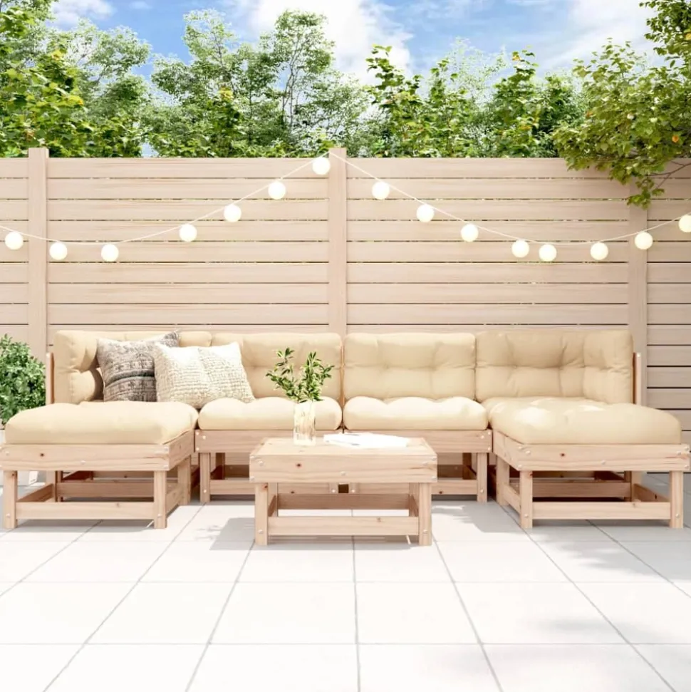 MAISON EXCLUSIVE - Salon de jardin 7 pcs bois de pin massif