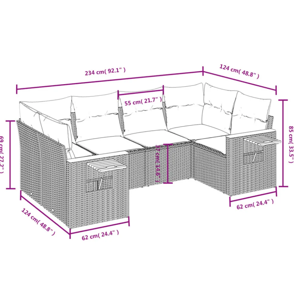 MAISON EXCLUSIVE - Salon de jardin 6 pcs avec coussins gris résine tressée