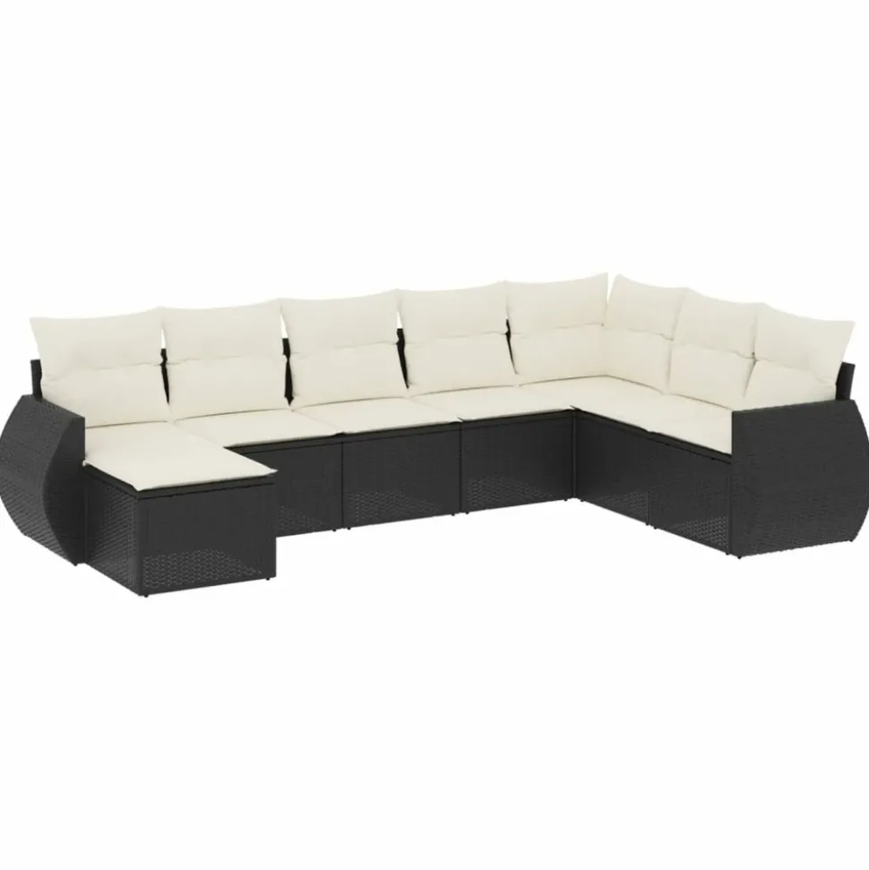 MAISON EXCLUSIVE - Salon de jardin 8 pcs avec coussins noir résine tressée