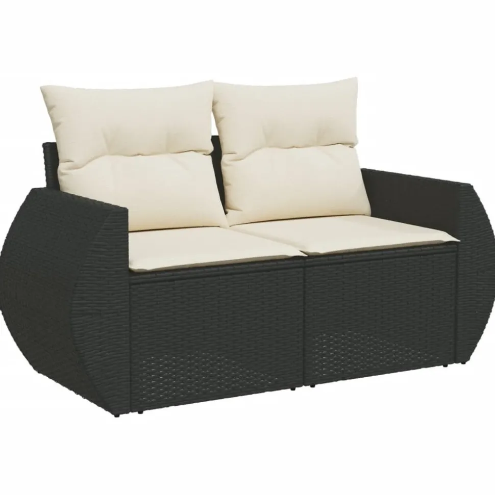 MAISON EXCLUSIVE - Salon de jardin 8 pcs avec coussins noir résine tressée