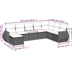 MAISON EXCLUSIVE - Salon de jardin 8 pcs avec coussins noir résine tressée