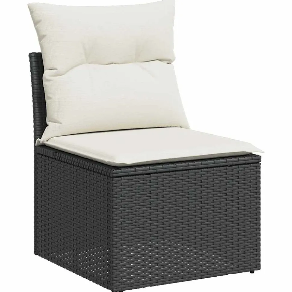MAISON EXCLUSIVE - Salon de jardin 7 pcs avec coussins noir résine tressée