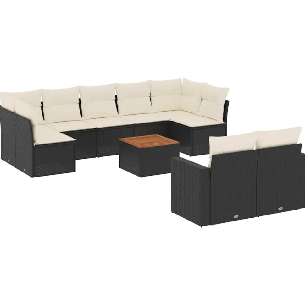MAISON EXCLUSIVE - Salon de jardin 10 pcs avec coussins noir résine tressée