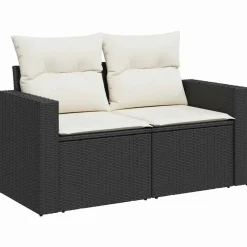MAISON EXCLUSIVE - Salon de jardin 10 pcs avec coussins noir résine tressée