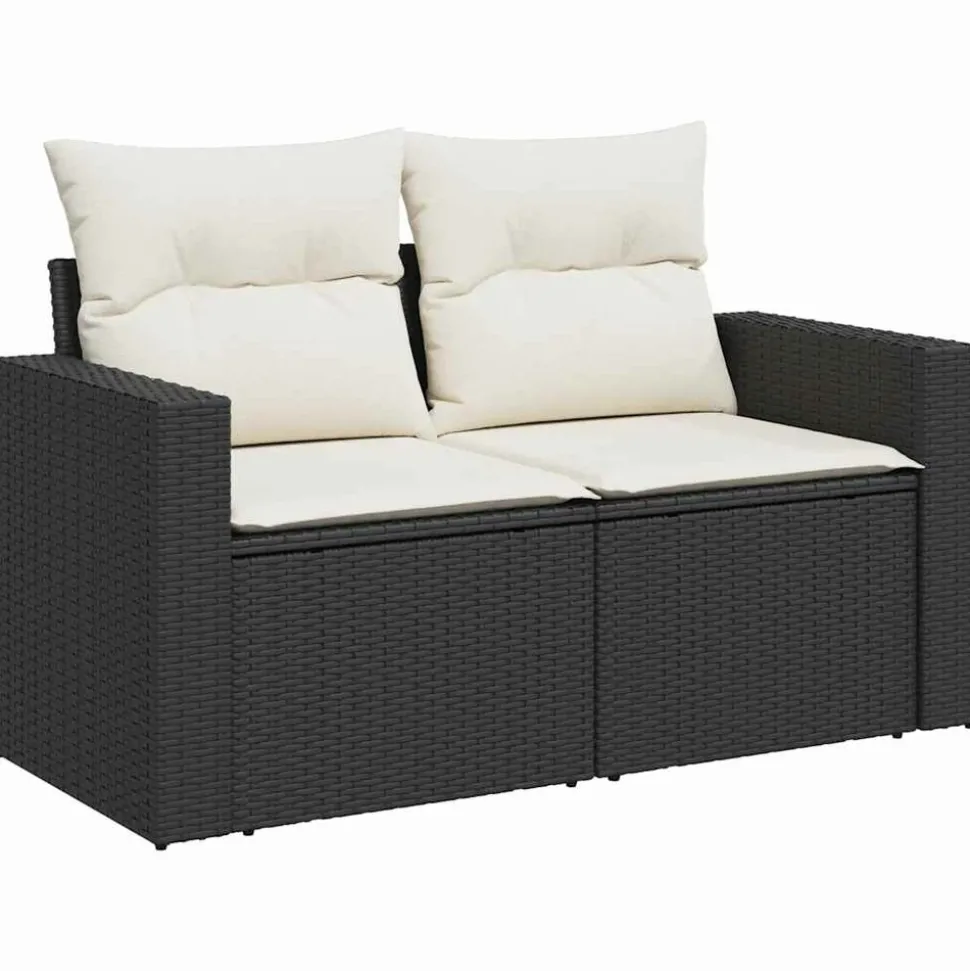 MAISON EXCLUSIVE - Salon de jardin 10 pcs avec coussins noir résine tressée