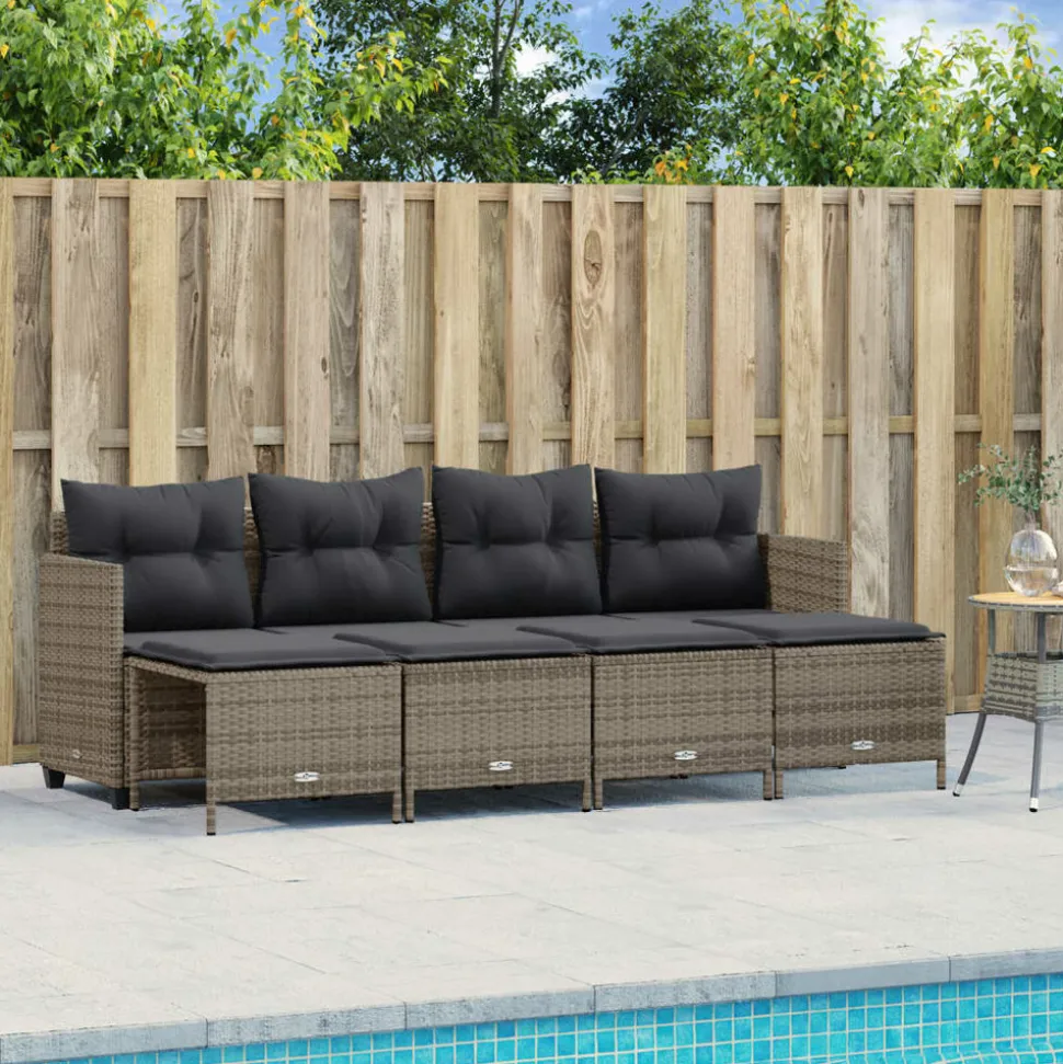 MAISON EXCLUSIVE - Salon de jardin 5 pcs avec coussins gris résine tressée