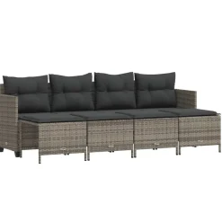 MAISON EXCLUSIVE - Salon de jardin 5 pcs avec coussins gris résine tressée