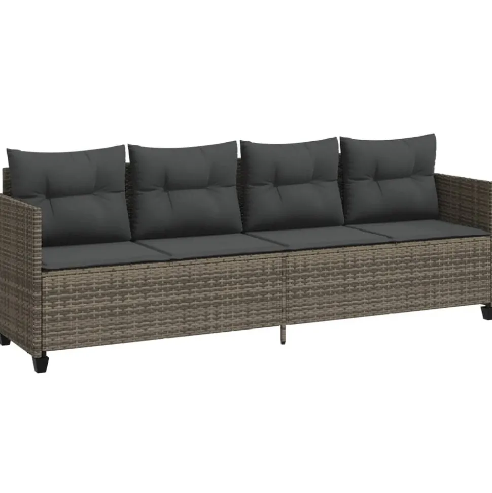 MAISON EXCLUSIVE - Salon de jardin 5 pcs avec coussins gris résine tressée