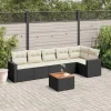 MAISON EXCLUSIVE - Salon de jardin 7 pcs avec coussins noir résine tressée