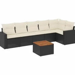 MAISON EXCLUSIVE - Salon de jardin 7 pcs avec coussins noir résine tressée