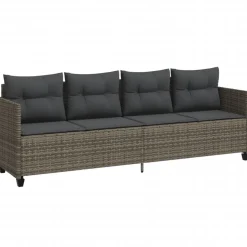 MAISON EXCLUSIVE - Salon de jardin 5 pcs avec coussins gris résine tressée