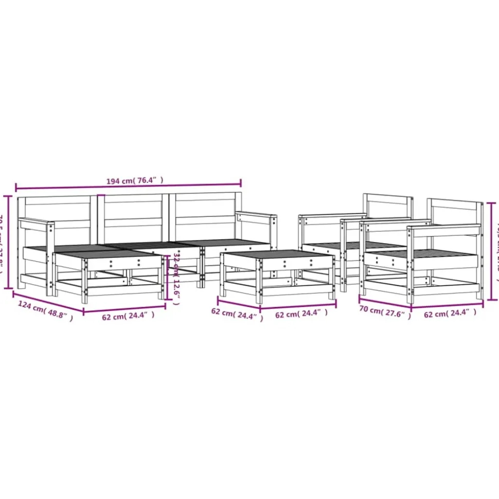 MAISON EXCLUSIVE - Salon de jardin 7 pcs bois massif douglas