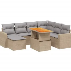 MAISON EXCLUSIVE - Salon de jardin avec coussins 8 pcs beige résine tressée