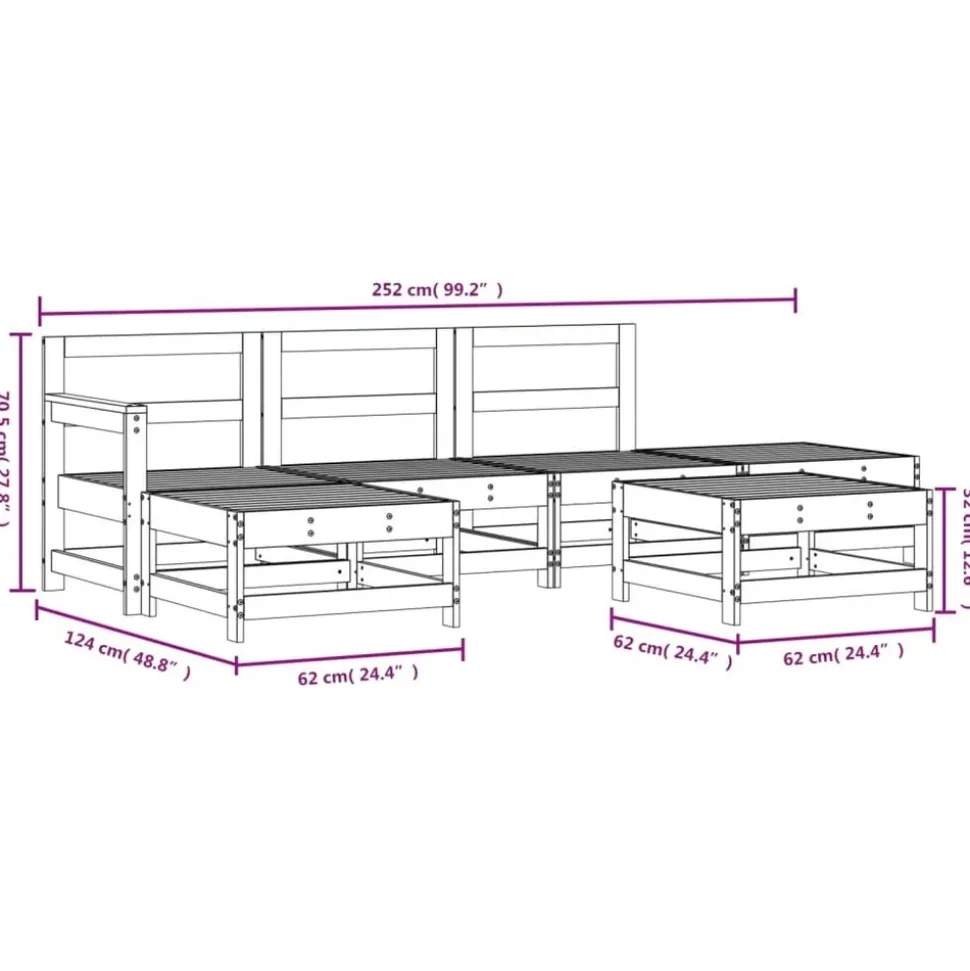MAISON EXCLUSIVE - Salon de jardin 6 pcs bois massif douglas