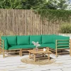 MAISON EXCLUSIVE - Salon de jardin 6 pcs avec coussins vert bambou