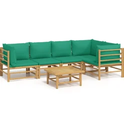 MAISON EXCLUSIVE - Salon de jardin 6 pcs avec coussins vert bambou