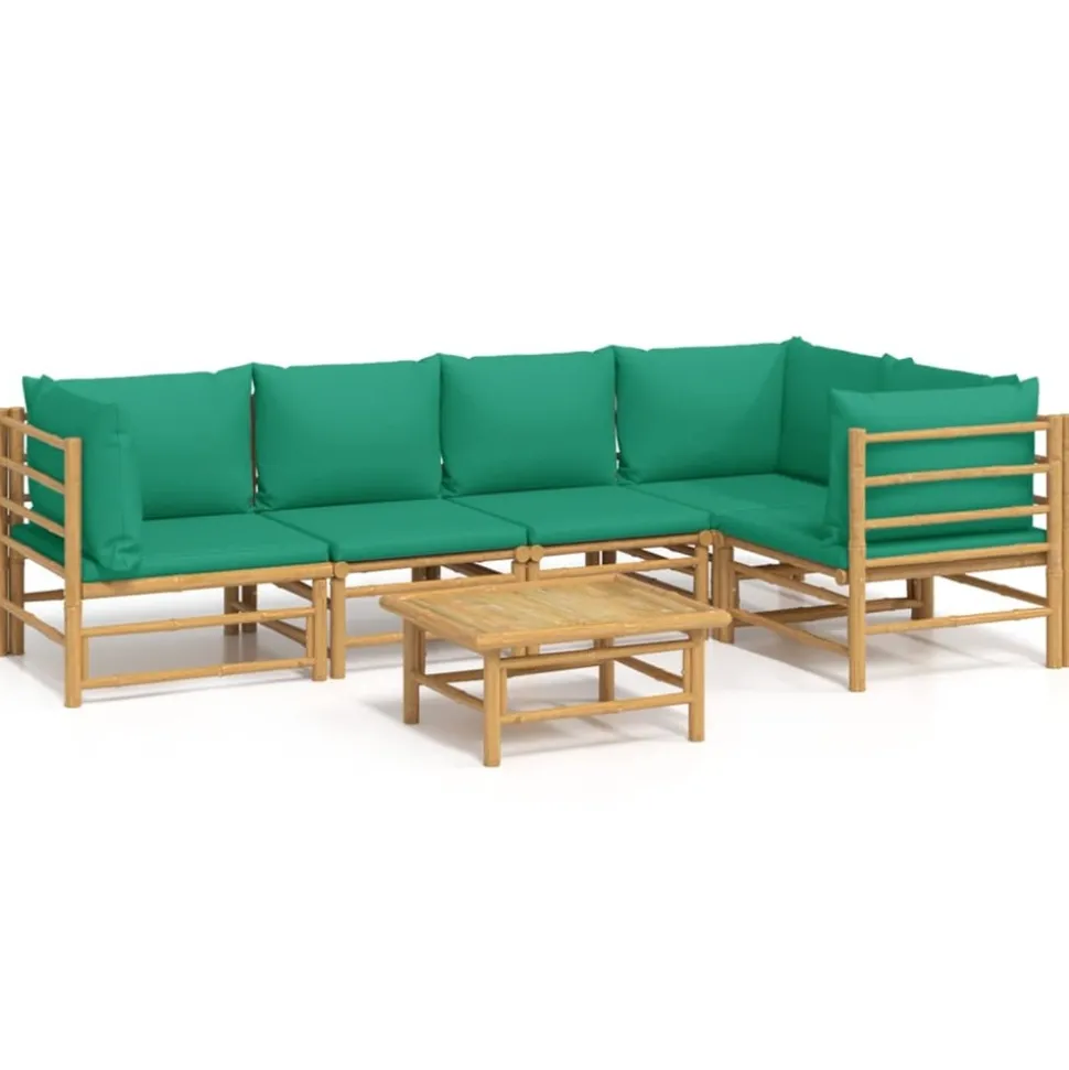 MAISON EXCLUSIVE - Salon de jardin 6 pcs avec coussins vert bambou