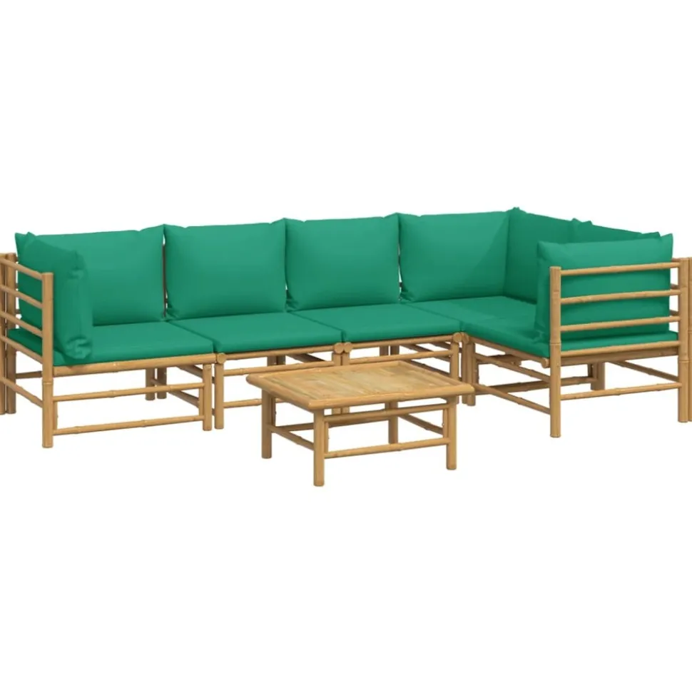 MAISON EXCLUSIVE - Salon de jardin 6 pcs avec coussins vert bambou