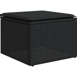 MAISON EXCLUSIVE - Salon de jardin 9 pcs avec coussins noir résine tressée