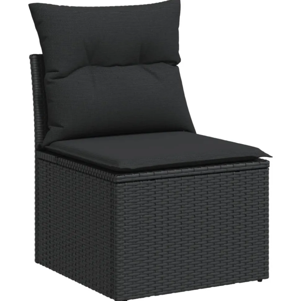 MAISON EXCLUSIVE - Salon de jardin 9 pcs avec coussins noir résine tressée