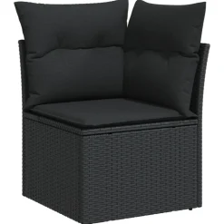 MAISON EXCLUSIVE - Salon de jardin 9 pcs avec coussins noir résine tressée
