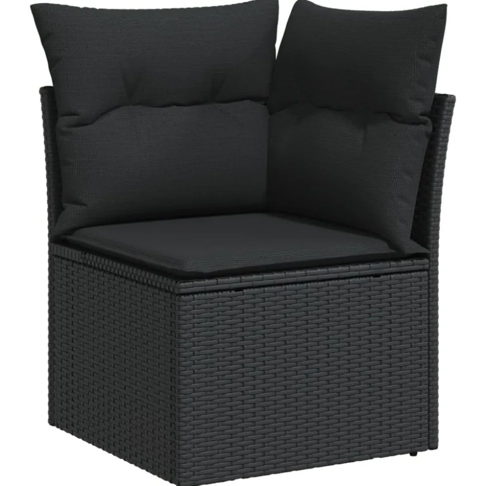 MAISON EXCLUSIVE - Salon de jardin 9 pcs avec coussins noir résine tressée