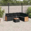 MAISON EXCLUSIVE - Salon de jardin 7 pcs avec coussins noir résine tressée