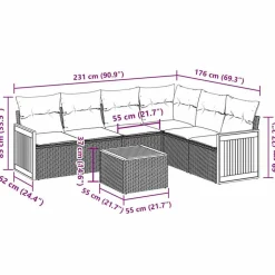MAISON EXCLUSIVE - Salon de jardin 7 pcs avec coussins noir résine tressée