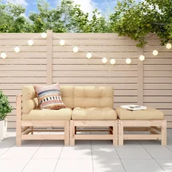MAISON EXCLUSIVE - Salon de jardin 3 pcs avec coussins bois massif
