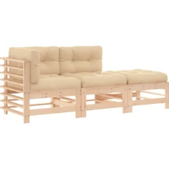 MAISON EXCLUSIVE - Salon de jardin 3 pcs avec coussins bois massif